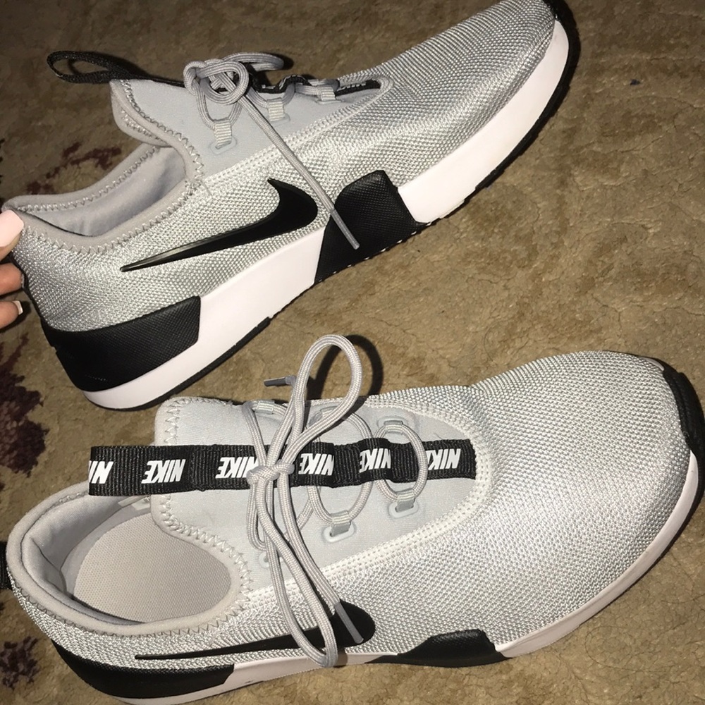 Gray Nike running shoes